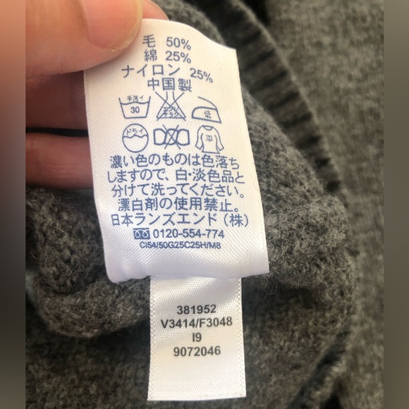 Land’s End Grey Turtleneck Long Sleeve Sweater M Merino Wool Blend - Picture 6 of 6